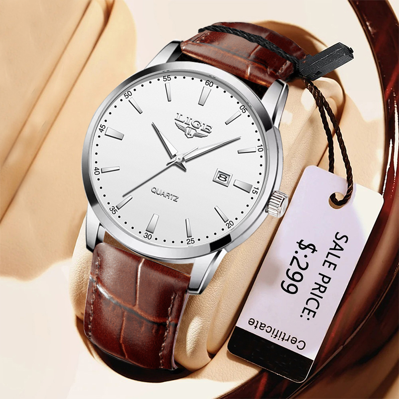 Leather Watch Band Men - LIGE мужские часы модные мужские часы