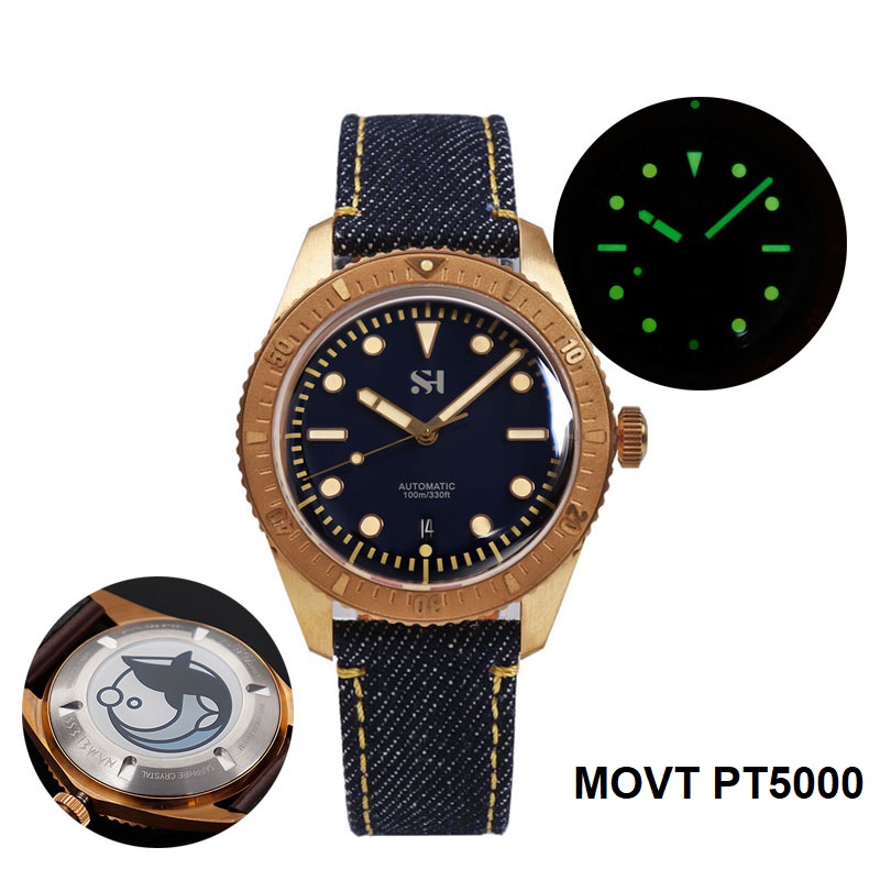 Canvas Strap Watch - Часы мужские механические с бронзовым ремешком,