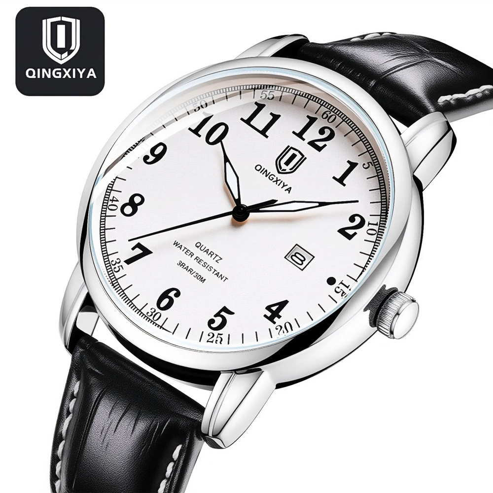Leather Watch Band Men - QINGXIYA деловые мужские часы, лучшие брендовые