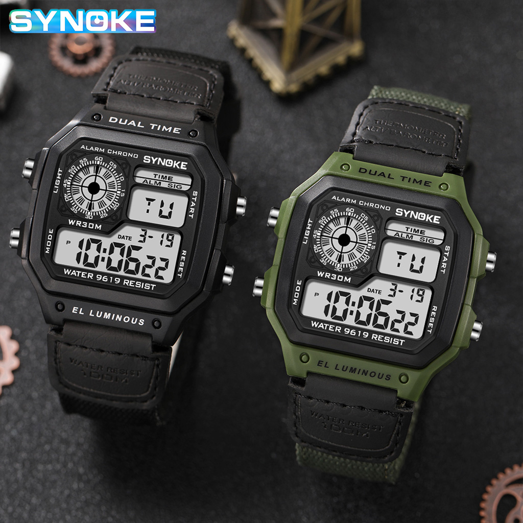 Synoke уличные военные цифровы – обзор и цена Canvas Strap Watch
